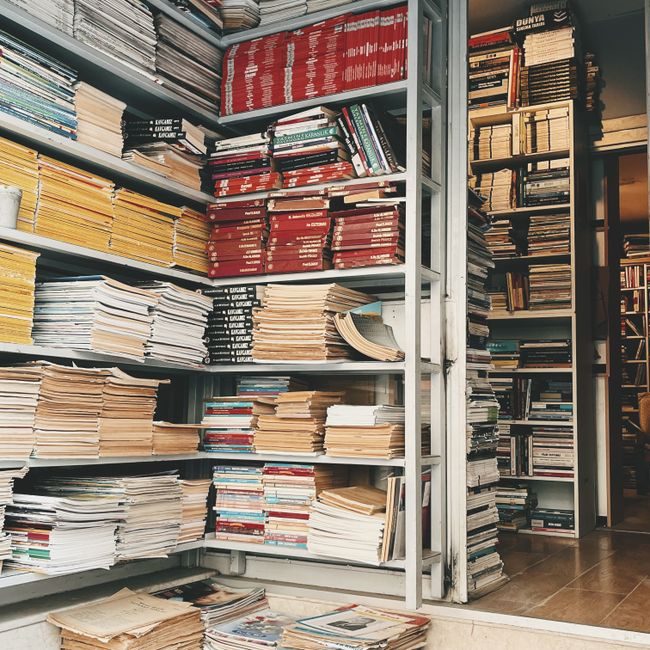 An organized storage of books and magazines on library shelves, with ample copyspace. — İrem Çevik, Pexels