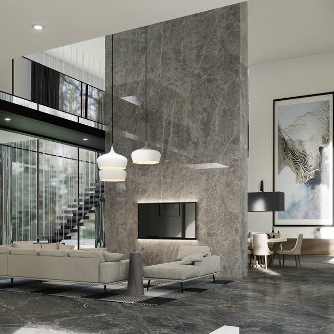 Spacious modern living room featuring luxurious marble wall and elegant decor. — The Ghazi, Pexels