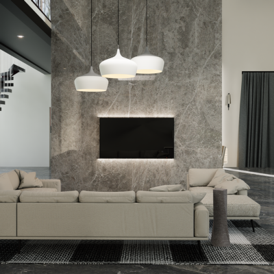 A sleek and modern living room with minimalist design, featuring a couch and contemporary lighting. — The Ghazi, Pexels