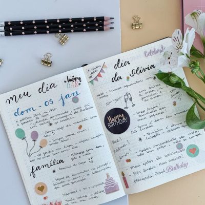 Birthday-themed journal with creative handwriting and floral decor. — Andrea Nascimento, Pexels