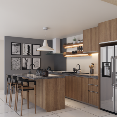 Modern kitchen with wooden cabinets and sleek interior design elements. — The Ghazi, Pexels